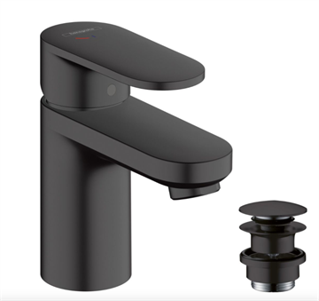 Hansgrohe Vernis Blend 1-grebs håndvaskarmatur 70 med push-open bundventil i mat sort 